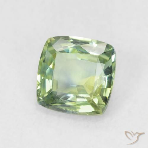 0.79 ct Green Sapphire Stone, Natural Sapphire in Cushion-Cut Shape for Sale