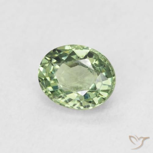 0.55 ct Green Sapphire Stone, Natural Sapphire in Oval Facet Shape for Sale