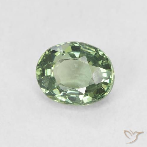0.62 ct Green Sapphire Stone, Natural Sapphire in Oval Facet Shape for Sale