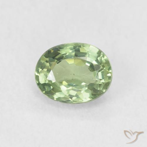 0.57ct Natural Light Sage Green Sapphire, Oval, VVS-VS
