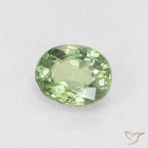 0.57 ct Green Sapphire Stone, Natural Sapphire in Oval Facet Shape for Sale
