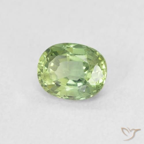 0.44 ct Green Sapphire Stone, Natural Sapphire in Oval Facet Shape for Sale