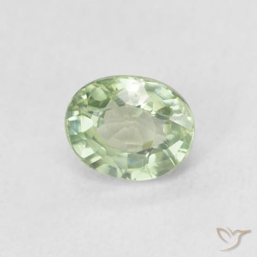0.60 ct Green Sapphire Stone, Natural Sapphire in Oval Facet Shape for Sale