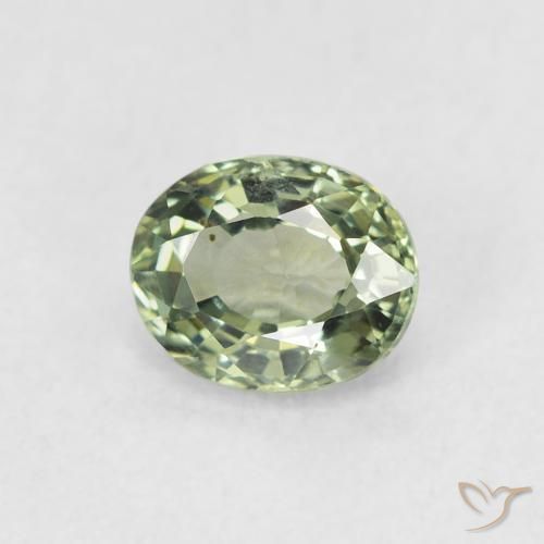 0.60ct Natural Sage Green Sapphire, Oval, VVS-VS