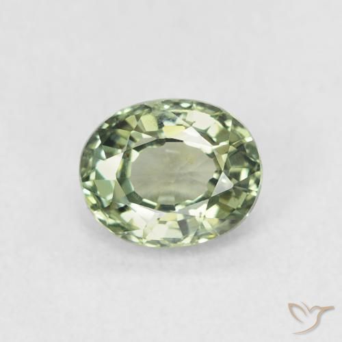 0.60 ct Green Sapphire Stone, Natural Sapphire in Oval Facet Shape for Sale