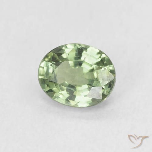 0.55 ct Green Sapphire Stone, Natural Sapphire in Oval Facet Shape for Sale