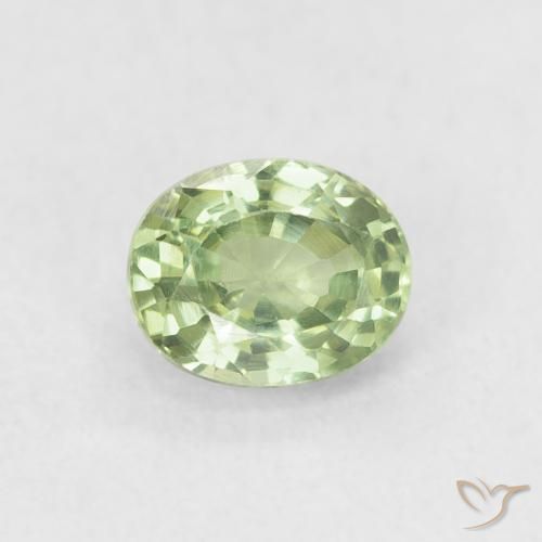 0.63ct Natural Very Light Sage Green Sapphire, Oval, VVS-VS