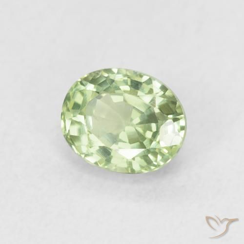 0.63 ct Green Sapphire Stone, Natural Sapphire in Oval Facet Shape for Sale