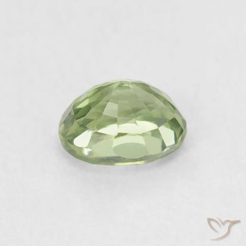 Sapphire Gemstone in 5.2 x 4.1 mm Size for Sale, Sapphire Stone in Very Light Sage Green Color