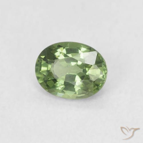 0.46 ct Green Sapphire Stone, Natural Sapphire in Oval Facet Shape for Sale
