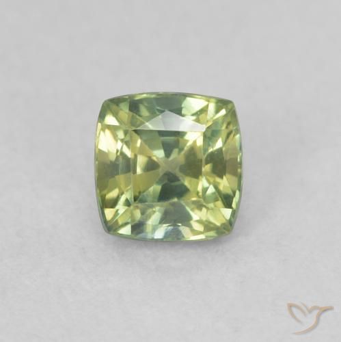 0.54ct Natural Medium Green Sapphire, Cushion, VVS-VS