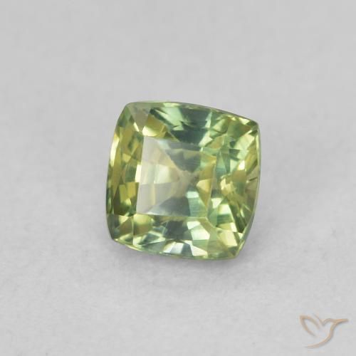 0.54 ct Green Sapphire Stone, Natural Sapphire in Cushion-Cut Shape for Sale