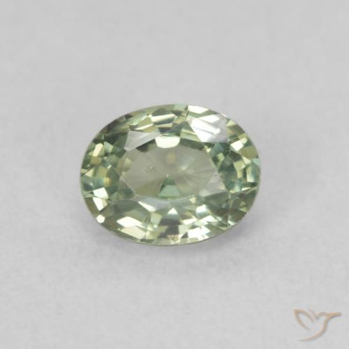 0.54 ct Green Sapphire Stone, Natural Sapphire in Oval Facet Shape for Sale