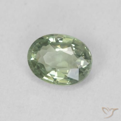 0.42 ct Green Sapphire Stone, Natural Sapphire in Oval Facet Shape for Sale