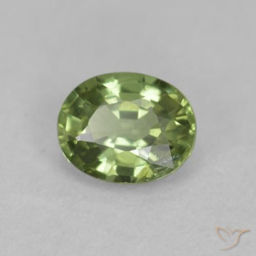 0.43 ct Green Sapphire Stone, Natural Sapphire in Oval Facet Shape for Sale