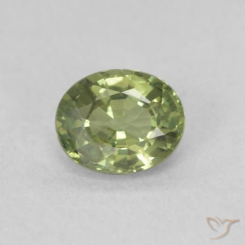 0.47 ct Green Sapphire Stone, Natural Sapphire in Oval Facet Shape for Sale