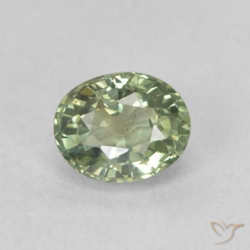 0.69 ct Green Sapphire Stone, Natural Sapphire in Oval Facet Shape for Sale