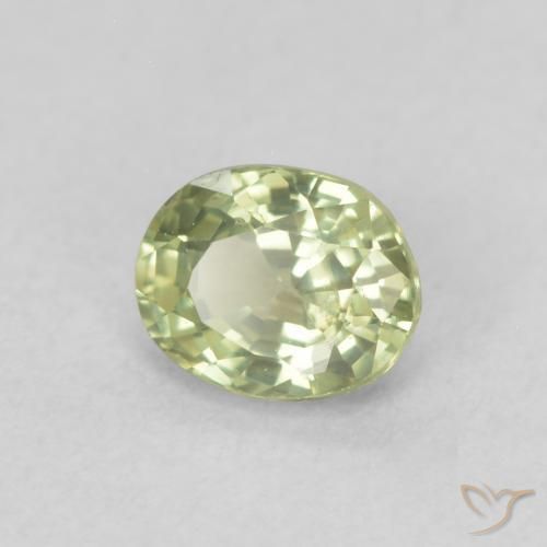 0.53 ct Green Sapphire Stone, Natural Sapphire in Oval Facet Shape for Sale