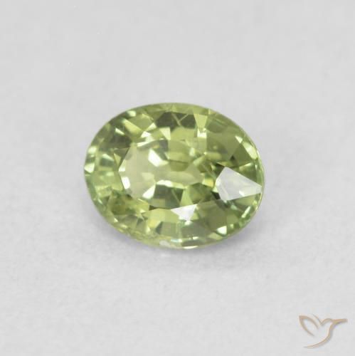 0.42 ct Green Sapphire Stone, Natural Sapphire in Oval Facet Shape for Sale