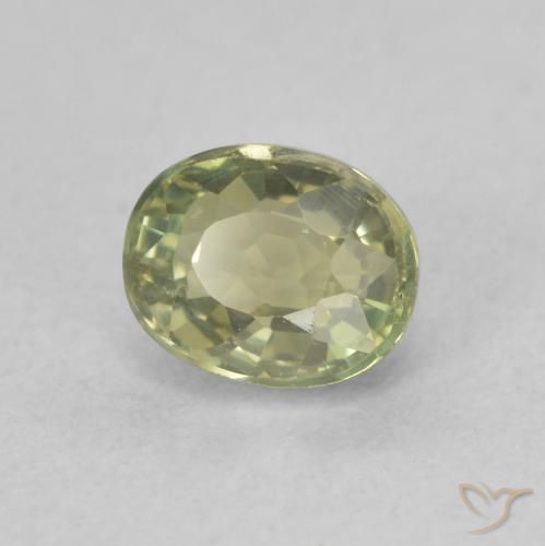0.76 ct Green Sapphire Stone, Natural Sapphire in Oval Facet Shape for Sale