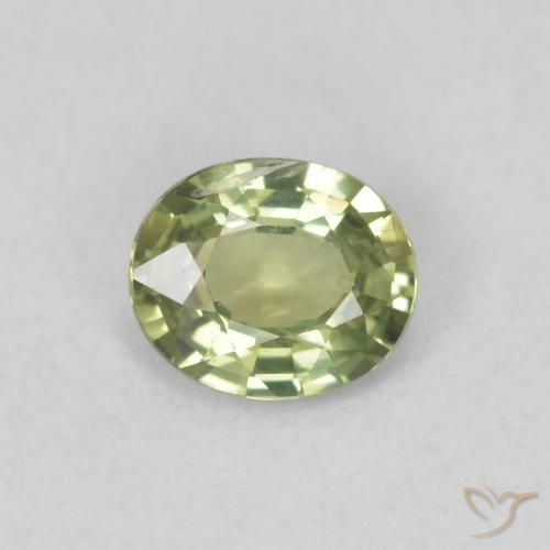 0.40 ct Green Sapphire Stone, Natural Sapphire in Oval Facet Shape for Sale