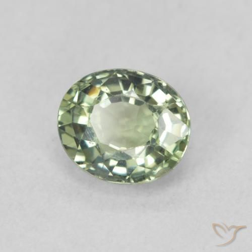 0.58 ct Green Sapphire Stone, Natural Sapphire in Oval Facet Shape for Sale