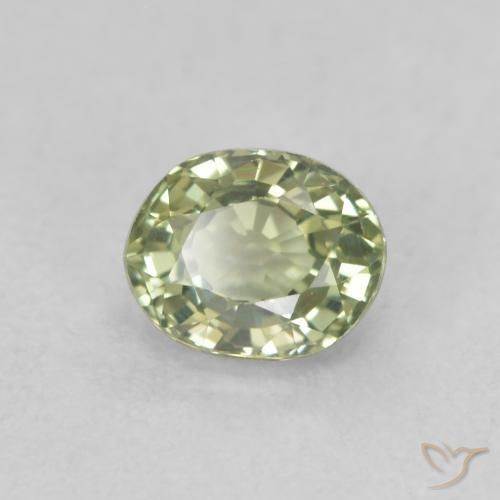 0.57 ct Green Sapphire Stone, Natural Sapphire in Oval Facet Shape for Sale