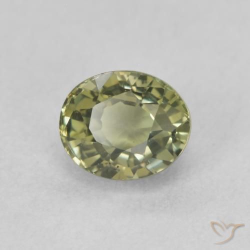 0.70 ct Green Sapphire Stone, Natural Sapphire in Oval Facet Shape for Sale