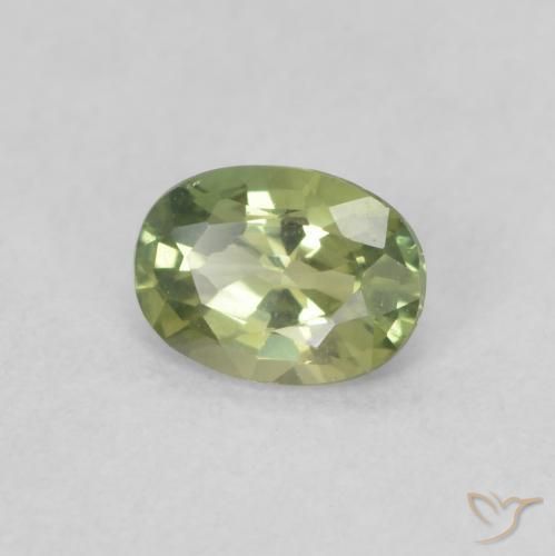 0.37 ct Green Sapphire Stone, Natural Sapphire in Oval Facet Shape for Sale