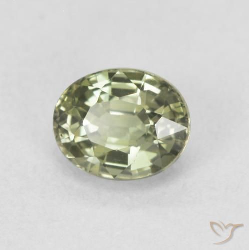 0.64 ct Green Sapphire Stone, Natural Sapphire in Oval Facet Shape for Sale