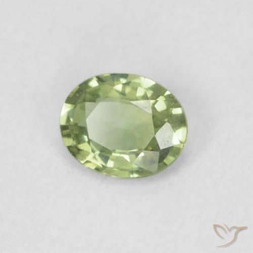 0.33 ct Green Sapphire Stone, Natural Sapphire in Oval Facet Shape for Sale