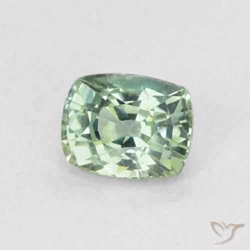 0.68 ct Green Sapphire Stone, Natural Sapphire in Cushion-Cut Shape for Sale
