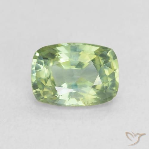 0.84ct Natural Very Light Sage Green Sapphire, Cushion, VS