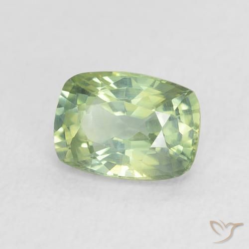 0.84 ct Green Sapphire Stone, Natural Sapphire in Cushion-Cut Shape for Sale