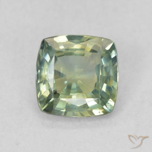 0.72ct Natural Medium Blue Green Sapphire, Cushion, VVS