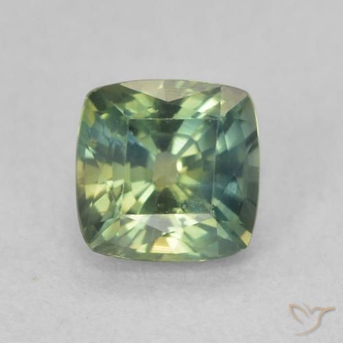 0.91ct Natural Greenish Blue Sapphire, Cushion, VVS-VS