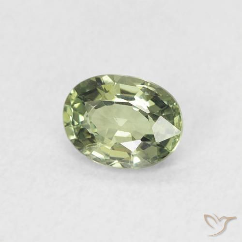 0.42 ct Green Sapphire Stone, Natural Sapphire in Oval Facet Shape for Sale