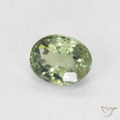 0.62 ct Green Sapphire Stone, Natural Sapphire in Oval Facet Shape for Sale
