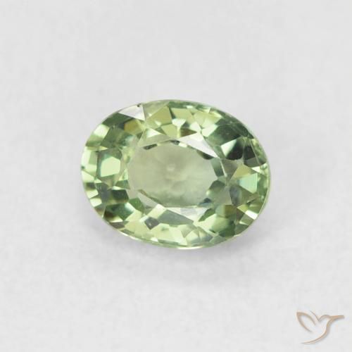 0.60 ct Green Sapphire Stone, Natural Sapphire in Oval Facet Shape for Sale