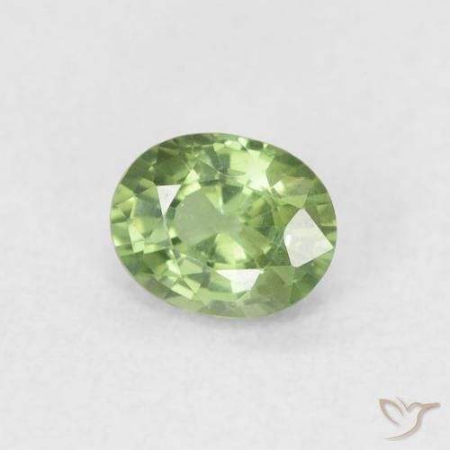 0.48 ct Green Sapphire Stone, Natural Sapphire in Oval Facet Shape for Sale