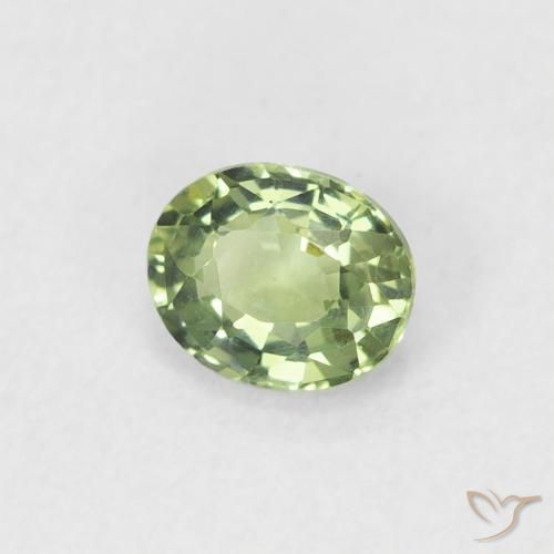 0.45 ct Green Sapphire Stone, Natural Sapphire in Oval Facet Shape for Sale