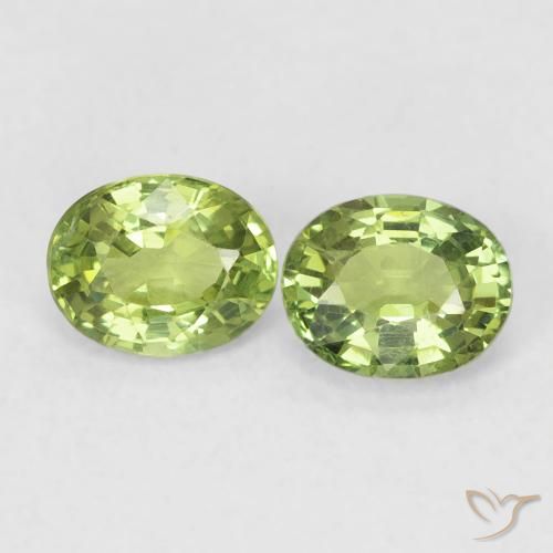 0.80 ctw Green Sapphire Stones, Natural Sapphire in Oval Facet Shape for Sale