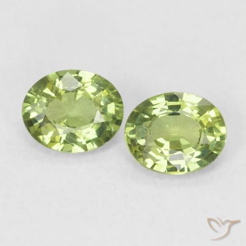 0.75 ctw Green Sapphire Stones, Natural Sapphire in Oval Facet Shape for Sale