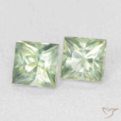 0.45 ctw Green Sapphire Stones, Natural Sapphire in Princess-Cut Shape for Sale