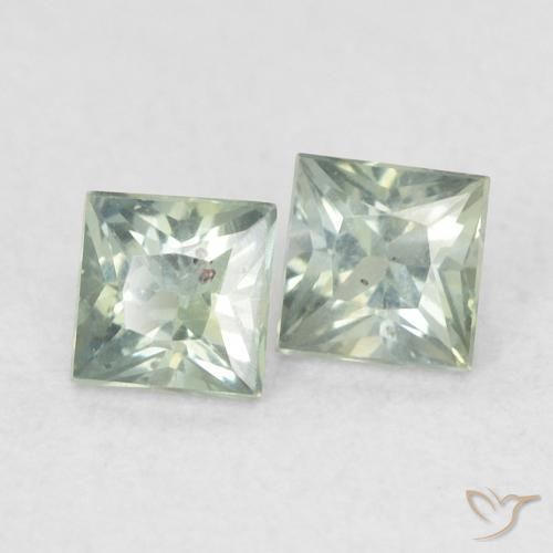 0.44 ctw Green Sapphire Stones, Natural Sapphire in Princess-Cut Shape for Sale