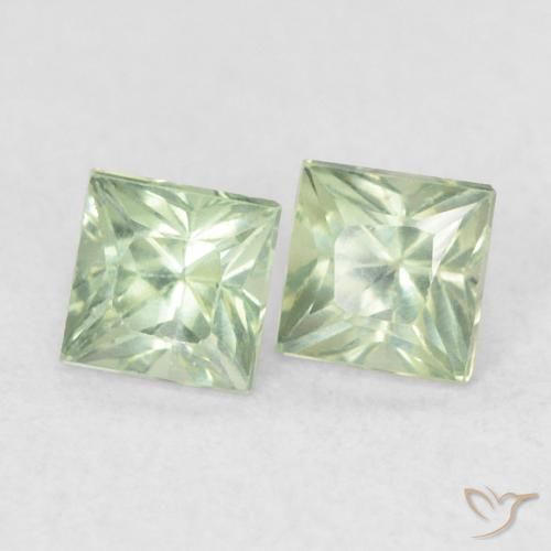 0.48 ctw Green Sapphire Stones, Natural Sapphire in Princess-Cut Shape for Sale