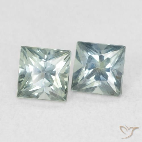 0.43 ctw Green Sapphire Stones, Natural Sapphire in Princess-Cut Shape for Sale