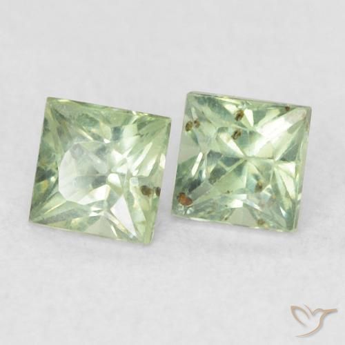 0.47 ctw Green Sapphire Stones, Natural Sapphire in Princess-Cut Shape for Sale