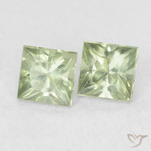 0.46 ctw Green Sapphire Stones, Natural Sapphire in Princess-Cut Shape for Sale