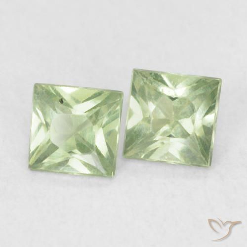 0.36 ctw Green Sapphire Stones, Natural Sapphire in Princess-Cut Shape for Sale
